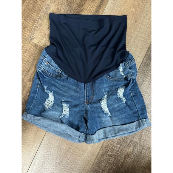 Song Maternity Shorts Distressed‎ Full-Panel Size Small Stretchy - Picture 1 of 7